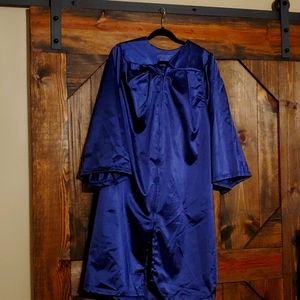 Dark blue cap and gown